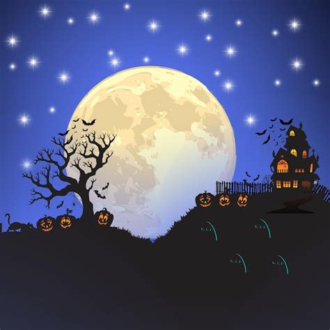 Premium Ai Image Spooky Halloween Background With Pumpkins In A Cemetery