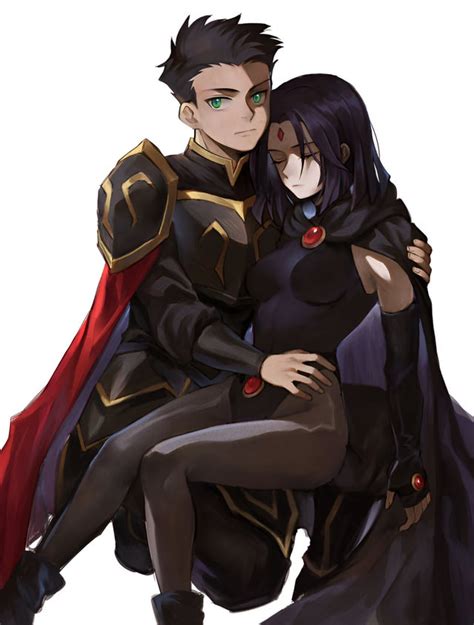 Damian Wayne And Raven Damirae By Grassfour R Teentitans