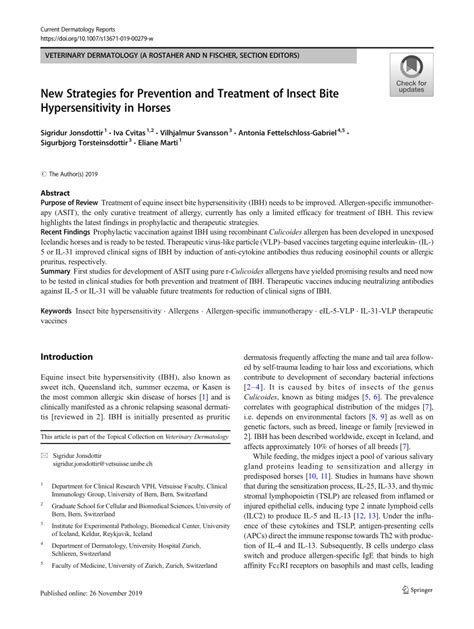 (PDF) New Strategies for Prevention and Treatment of Insect Bite ...