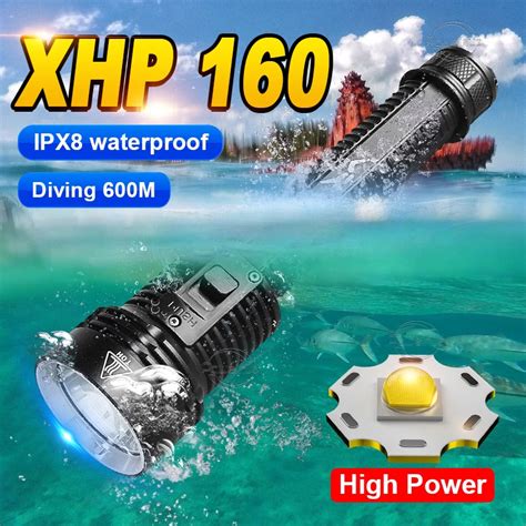 Newest Xhp Powerful Diving Flashlight Profession Underwater Led