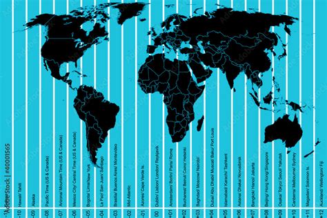 World map and time zones Stock Illustration | Adobe Stock