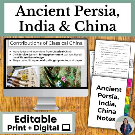 Ancient Persia, India, and China Presentation with Guided Notes & Map Activities - SFSEteach