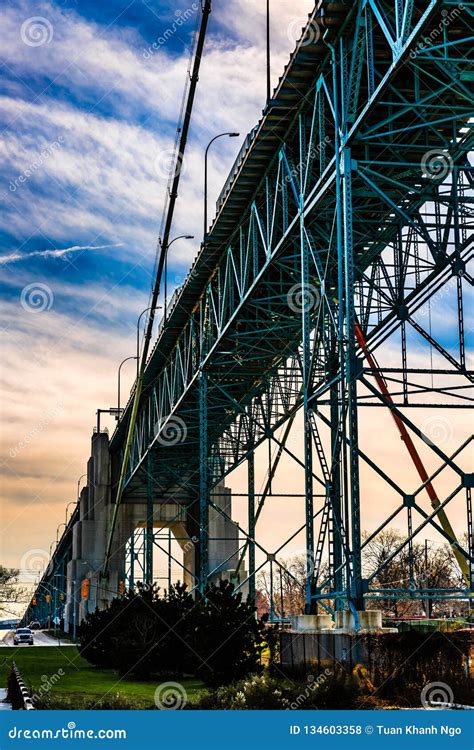 Ambassador Bridge, Windsor, Ontario, Canada. Stock Photo - Image of ...