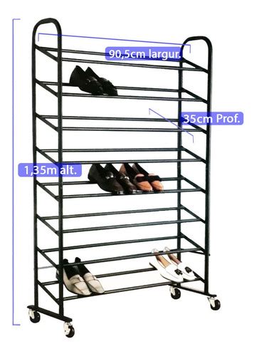 Sapateira Vertical Organizador De Sapato Pares C Rod Zio Frete Gr Tis