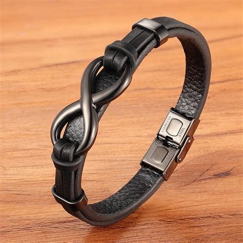 Stainless Steel Leather Bracelet Infinity Logo Special Popular Pattern