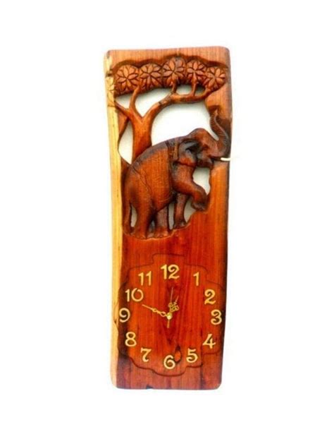 Wooden Elephant Clock Elephant Figurine Elephant Clock Etsy