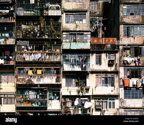 Balconies, windows and Washing, Kowloon Walled City, Hong Kong Stock ...