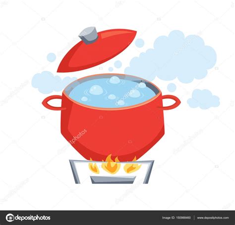 Pot With Boil Water Stock Vector By Nordfox