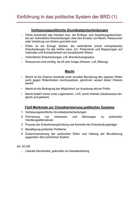 Einführung in das politische System der BRD Einführung in das