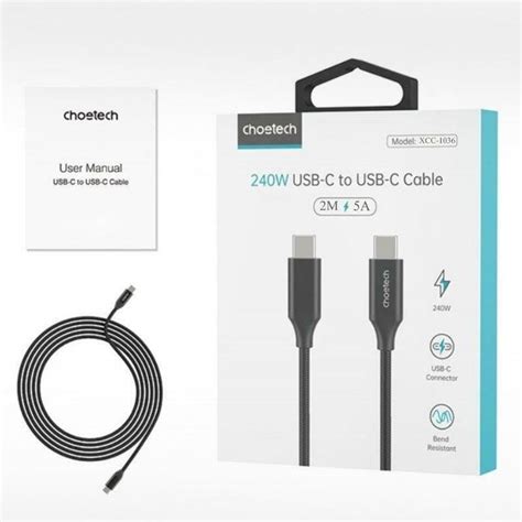 Кабель Choetech USB Type C USB Type C M M 2 м Black XCC 1036