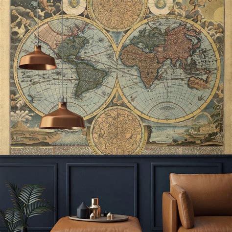 Vintage World Map Wallpaper Mural | World map wallpaper, Map wallpaper ...