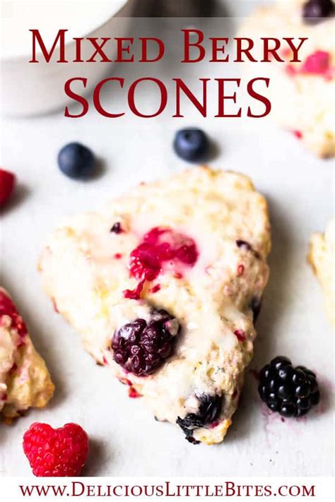 Mixed Berry Scones with Vanilla Glaze - Delicious Little Bites