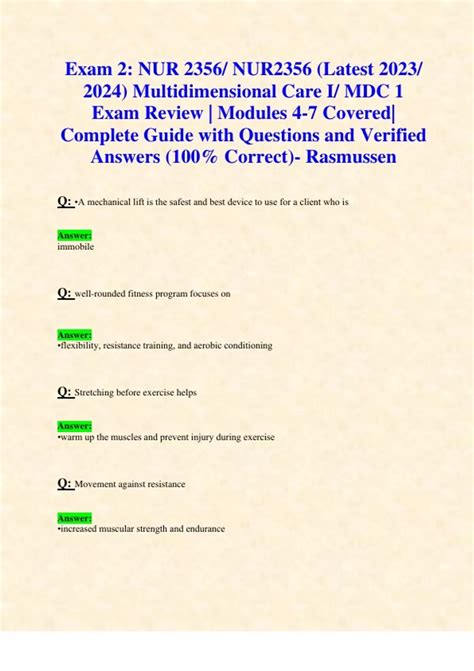 Exam Nur Nur Latest Multidimensional Care I