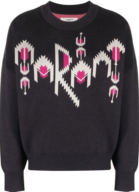 Marant Toile Intarsia Knit Logo Jumper Shopstyle Knitwear