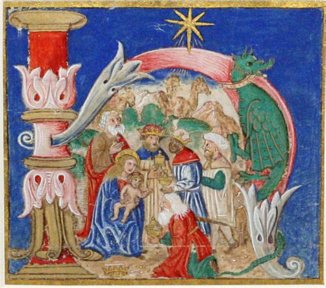 Illuminated Manuscript Miniature The Adoration Of The Magi The