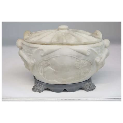 Antique Italian Carrara White Marble Covered Bowl Ruby Lane