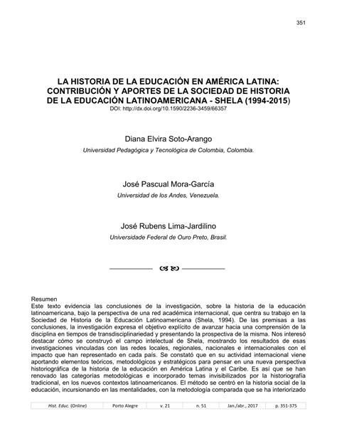 Pdf La Historia De La EducaciÓn En AmÉrica Latina ContribuciÓn Y