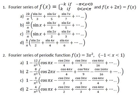 Solved Fourier Series Of F X And F X Pi F X Chegg