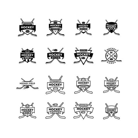 Set Collection Hockey Ice Team Logo Icon Design 10358014 Vector Art At