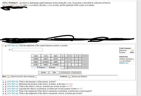 Solved Problem An Object Is Undergoing Simple Chegg