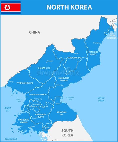 The Detailed Map Of The North Korea With Regions Or States And Cities