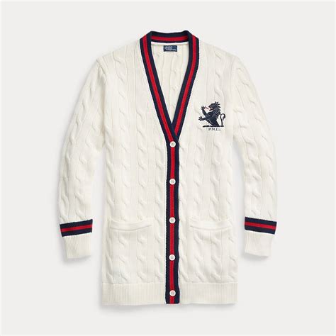 Polo Ralph Lauren Cable Knit Cotton Cricket Cardigan In Cream Endource