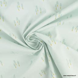 Tissu Cretonne Coton Ardain Motifs Arbres Fond Opale Oeko Tex