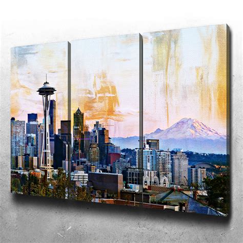 Abstract Seattle Skyline Wall Art