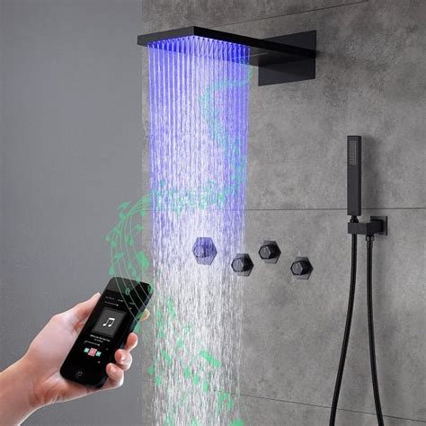 Cascada S Aspen 9x22 Matte Black Led Shower System Cascada Showers