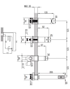 Omnires SACRAMENTO bateria wannowa 4 otworowa chrom biały SC2332CRB