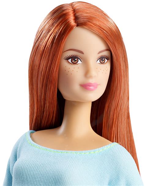 Barbie Made To Move Posable Doll With Red Hair Wearing Pastel Blue