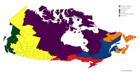 The six cultural regions of Canada : MapPorn