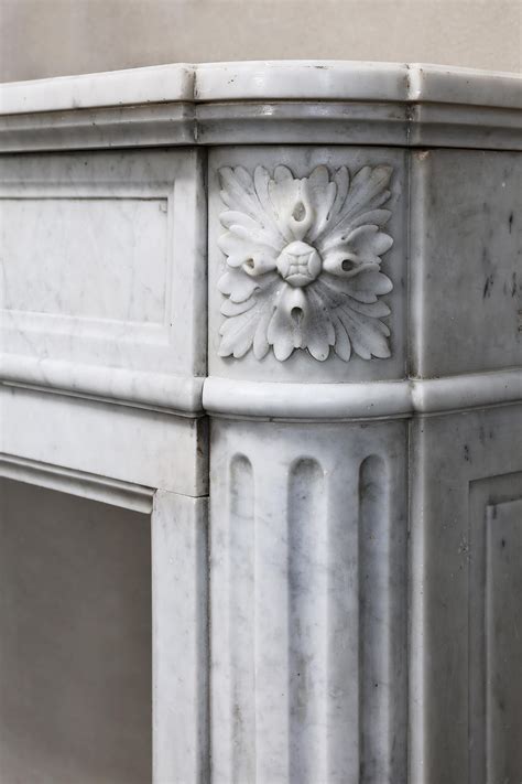 19th Century Mantle Surround Of Carrara Marble In Style Of Louis XVI