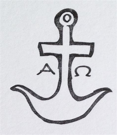 Letterpress Anchor Alpha And Omega Early Christian Symbol Etsy