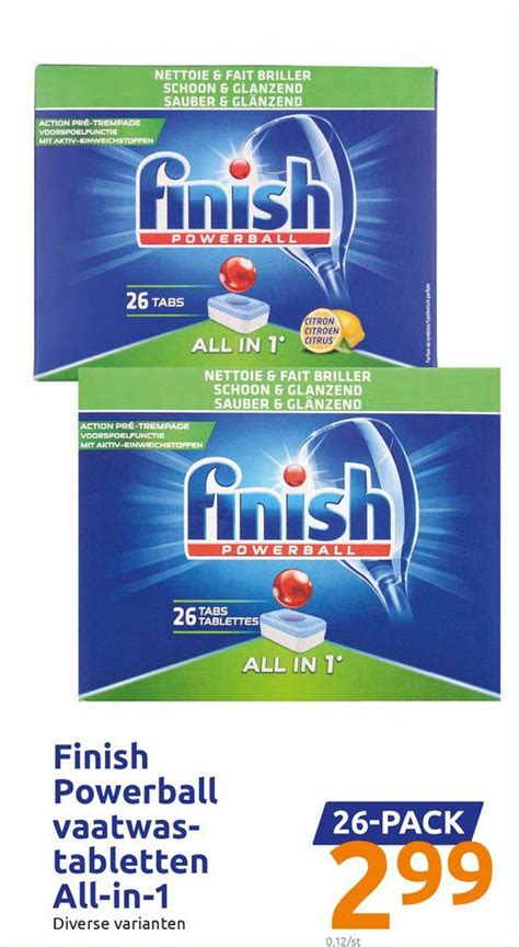 Finish Powerball Vaatwas Tabletten All In 1 26 Pack Aanbieding Bij Action