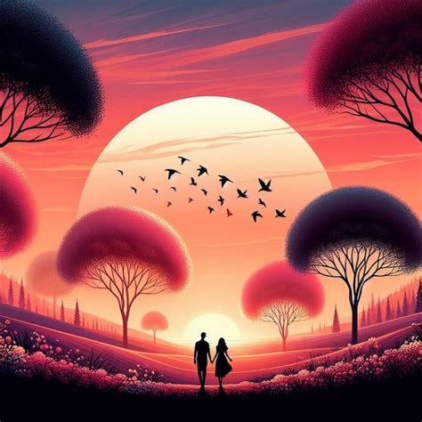 Premium Photo | Sunset Romance A Beautiful Nature Background Romantic ...