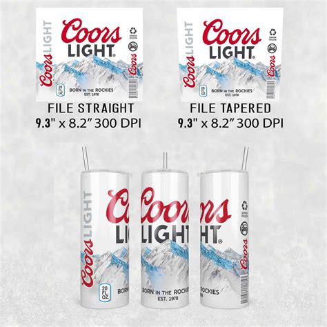 Coors Light Beer Tumbler Wrap 20oz Skinny Tumbler