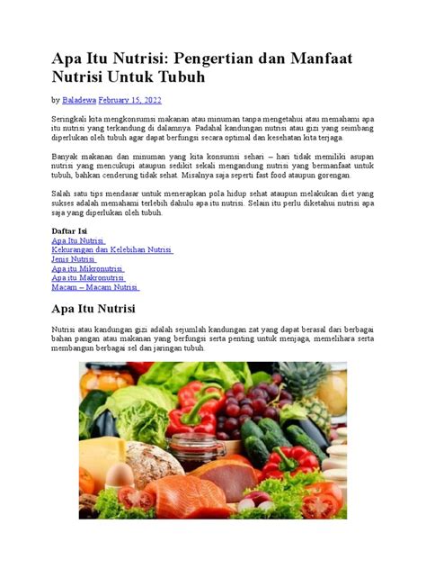 nutrisi jenis  manfaatnya  pengembangan diri kesehatan