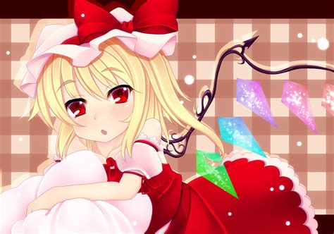 Blonde Hair Dress Flandre Scarlet Hat Kiyomin Red Eyes Touhou Vampire