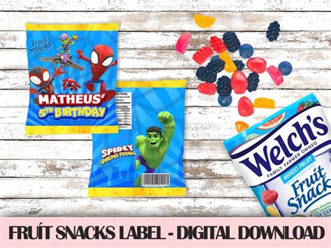 Spidey And His Amazing Friends Fruit Snacks Label Spiderman Etsy