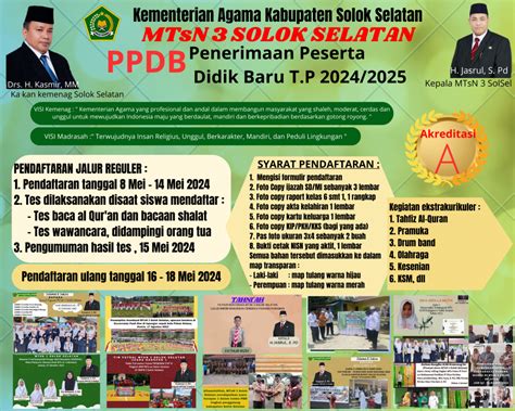 Brosur PPDB MTsN 3 Solok Selatan Tahun Pelajaran 2024 2025 MTsN 3 Solsel