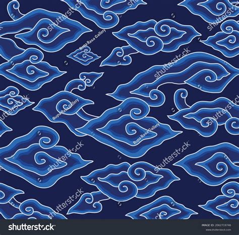 Mega Mendung Fabric Pattern Batik Vector Stock Vector Royalty Free