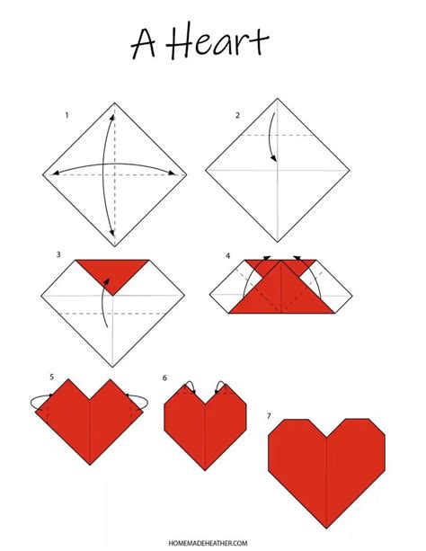 Easy Origami Heart Printable | Origami easy, Easy origami heart, Origami heart