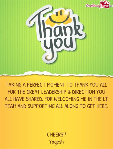 Taking A Perfect Moment To Thank You All For The Great Leadership