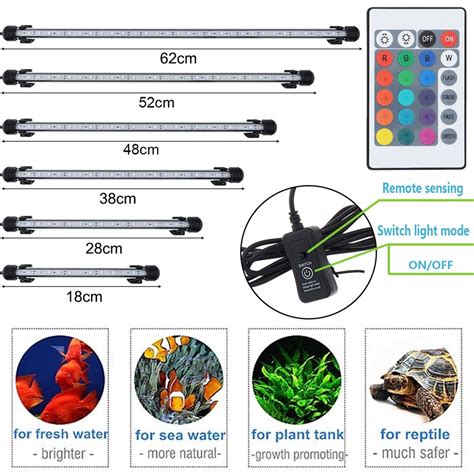 18 62CM Aquarium Fish Tank LED Light Submersible Waterproof Strip Light