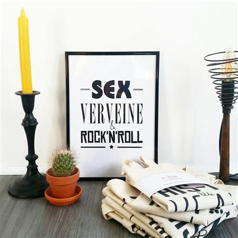 Poster Sex Verveine Rock N Roll Rock Verbena Typo Etsy