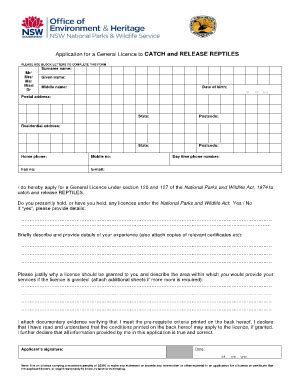 Fillable Online Environment Nsw Gov Reptile Catch And Release