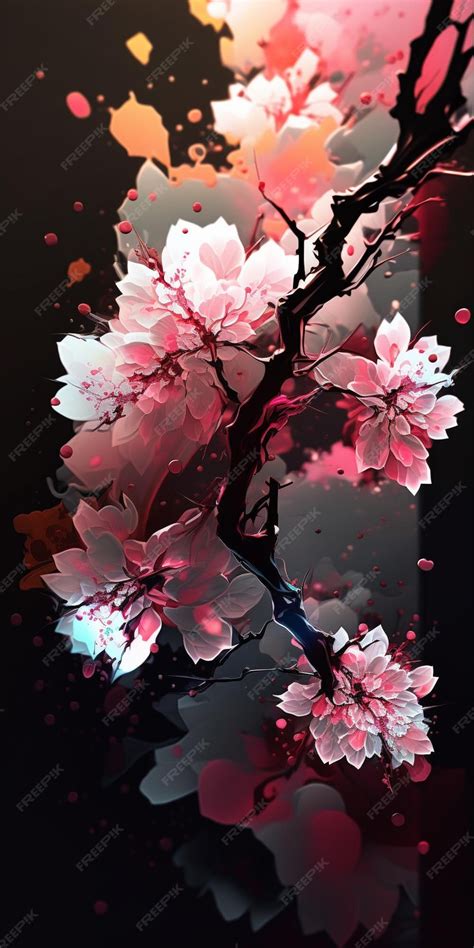 Premium AI Image | A painting of a cherry blossom tree.