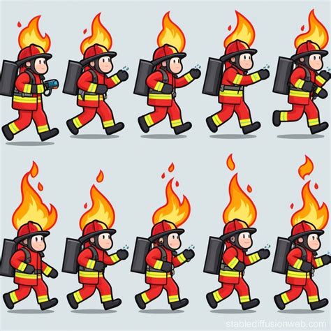 2d Firefighter Sprites With A Fire Extinguisher On His Back With