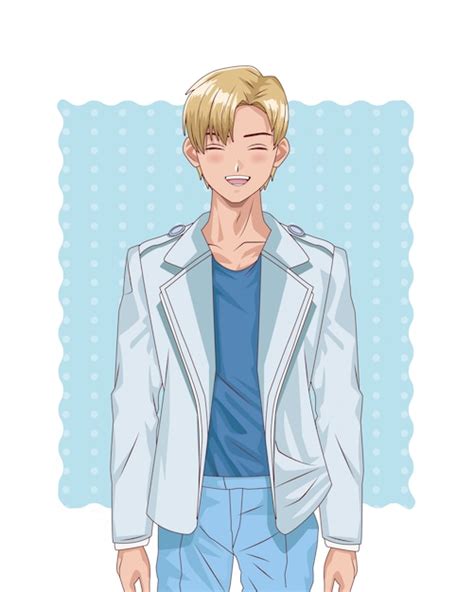 Caractère De Style Hentai Jeune Garçon Blond Vecteur Premium